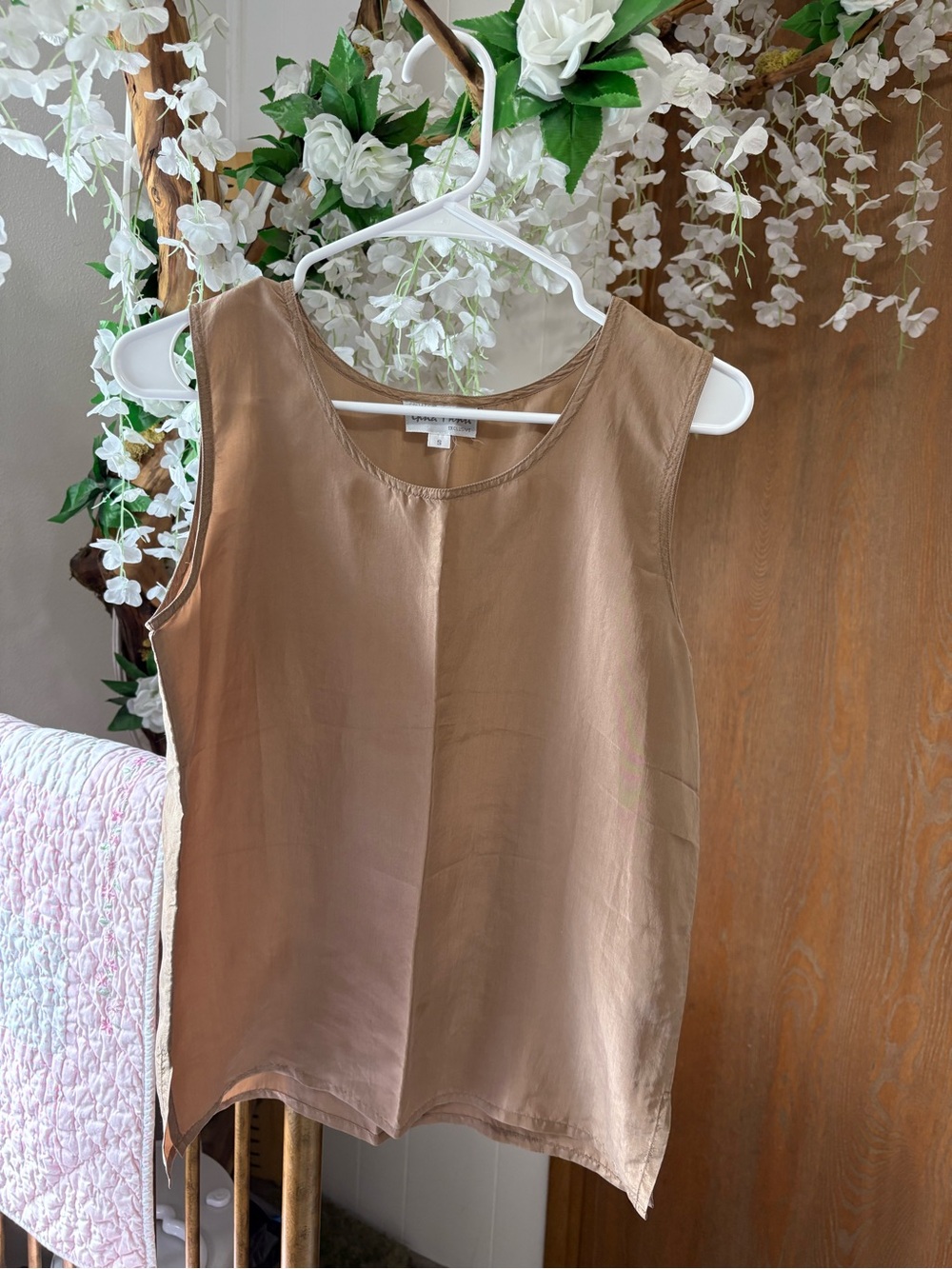 Vintage 100% Silk  Satin-Look Sleeveless Tank Top